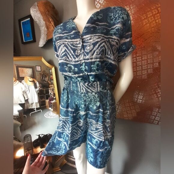 Vintage 100% Silk Blue Patterned Co-Ord Set - Picture 9 of 14